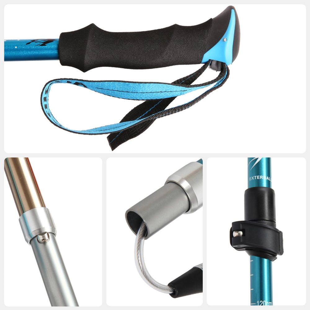 Ultra Light Trekking Hiking Poles Aluminum Alloy Collapsible Outdoor Walking Sticks, Alpenstock for Hiking, Camping, Mountaining, Backpacking - Image 4